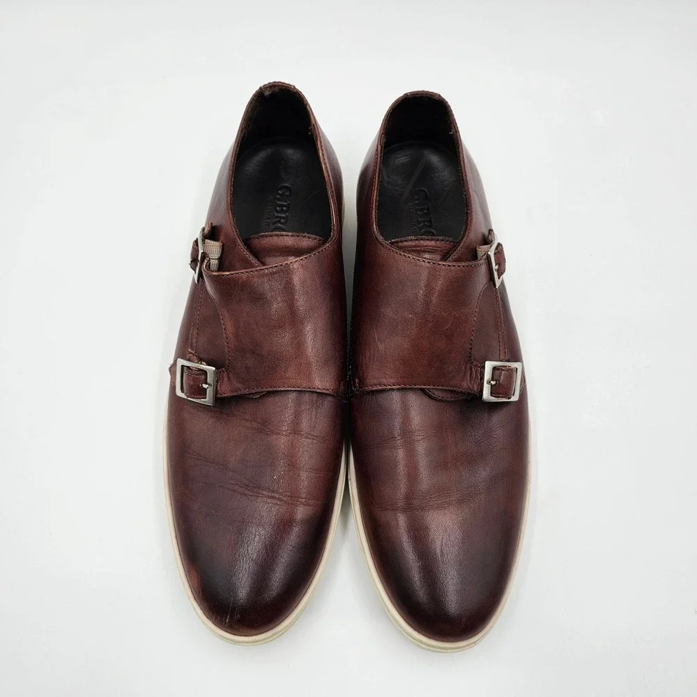 G.‎ Brown Mens Double Monk Strap Leather Sneakers Brown Burnished 2586 Size 11